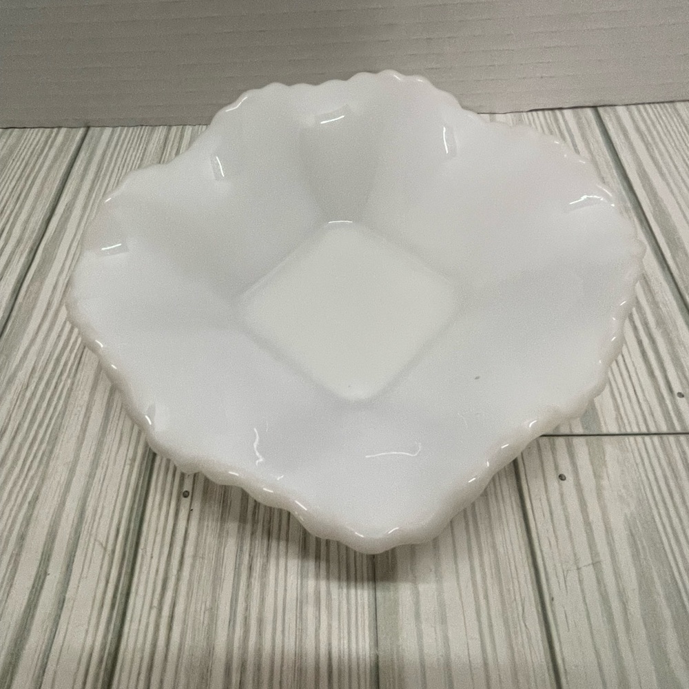 Vintage Milk Glass White Diamond Hob Nail Candy dish